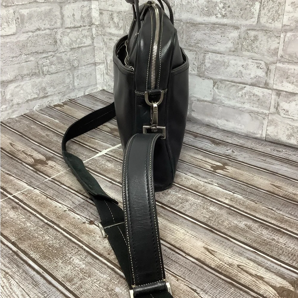 Vintage Coach Briefcase Soft Sided Black Leather Messenger Handbag Bag Slim Rare